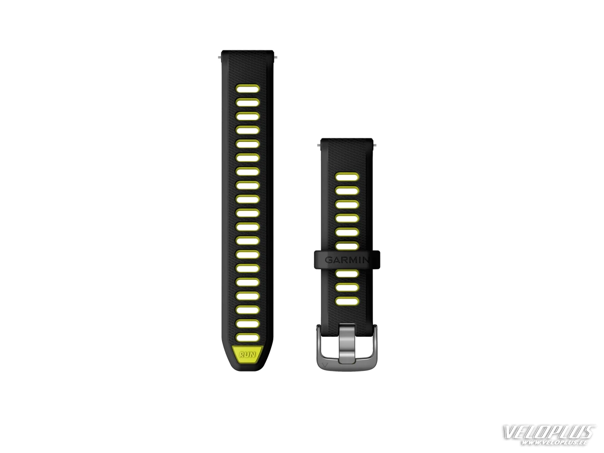 Replacement band Garmin Quick Release 18mm Black/Amp yellow silicone, slate hardware