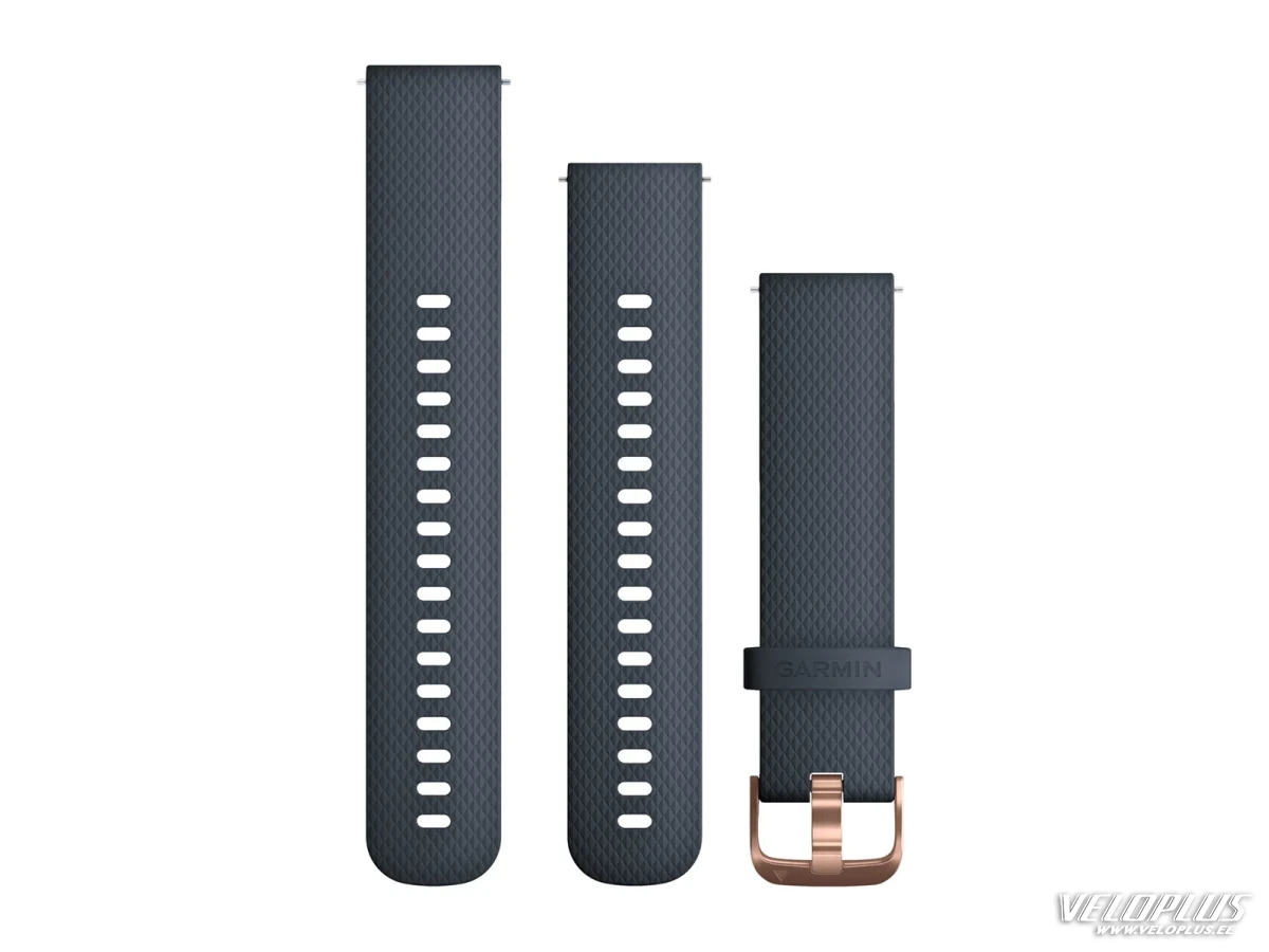 Vaihdehihna Garmin Quick Release 20mm Granite sininen silikoni, ruusukultaiset osat