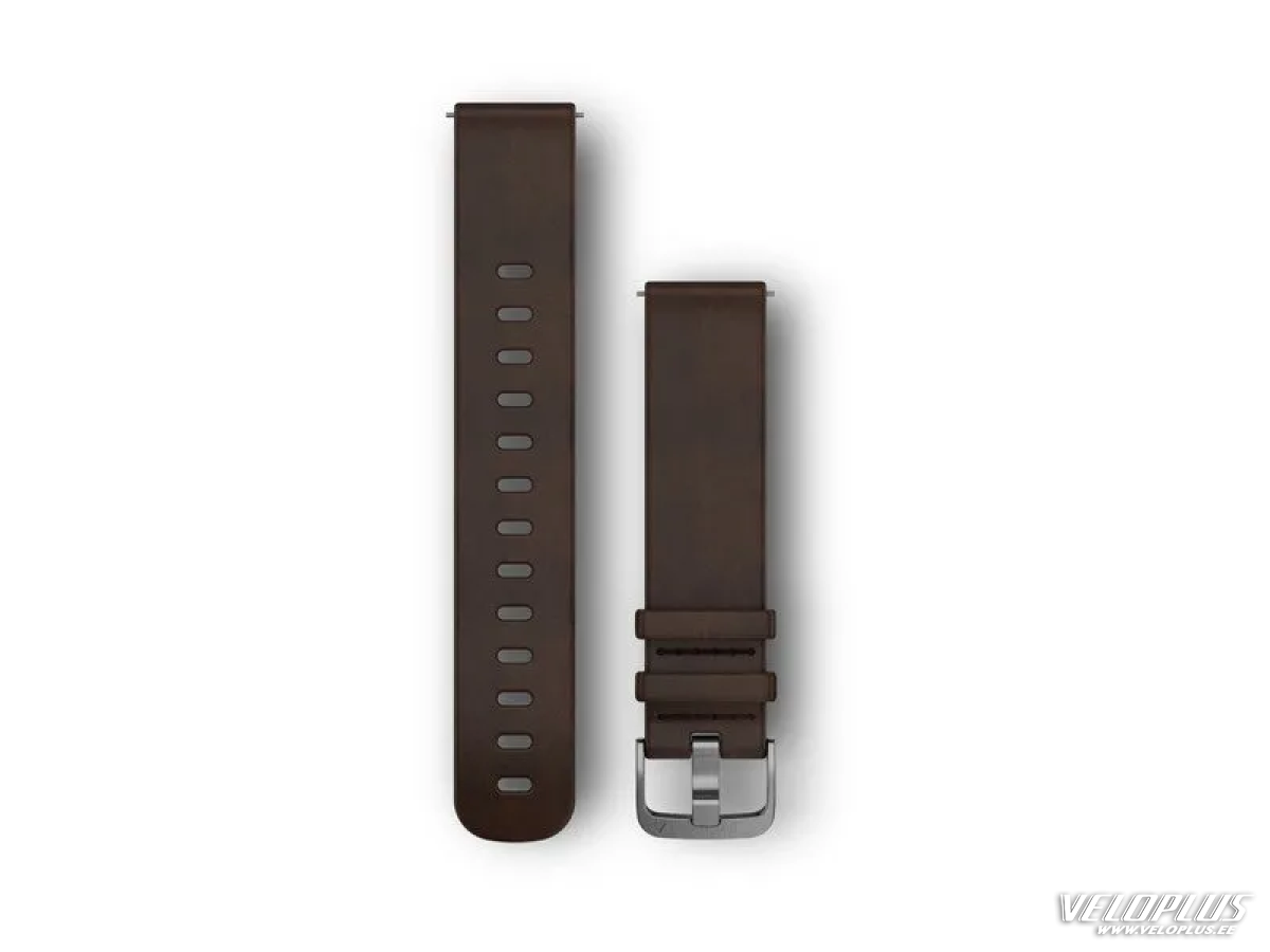 Replacement band Garmin Quick Release 20mm Dark brown leather, silver hardware