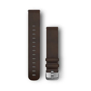 Replacement band Garmin Quick Release 20mm Dark brown leather, silver hardware