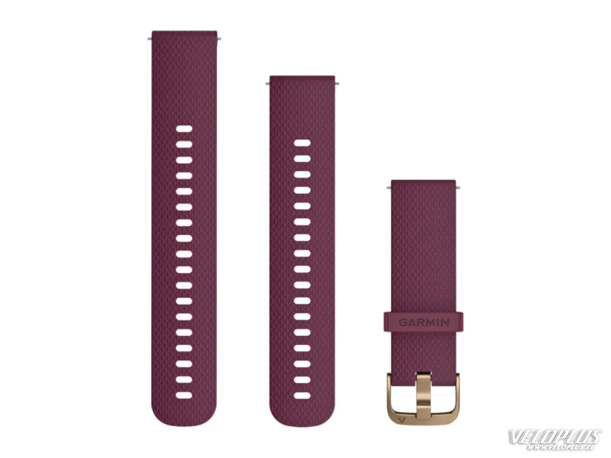 Vaihde Garmin Quick Release 20mm, Berry-silikoni, vaalean kullanväriset osat