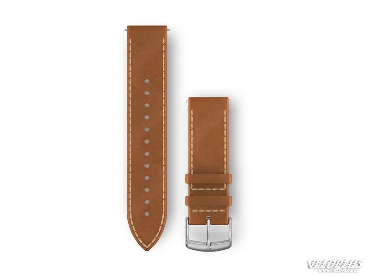 Replacement band Garmin Quick Release 20mm Tan italian leather, silver hardware