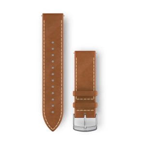 Replacement band Garmin Quick Release 20mm Tan italian leather, silver hardware