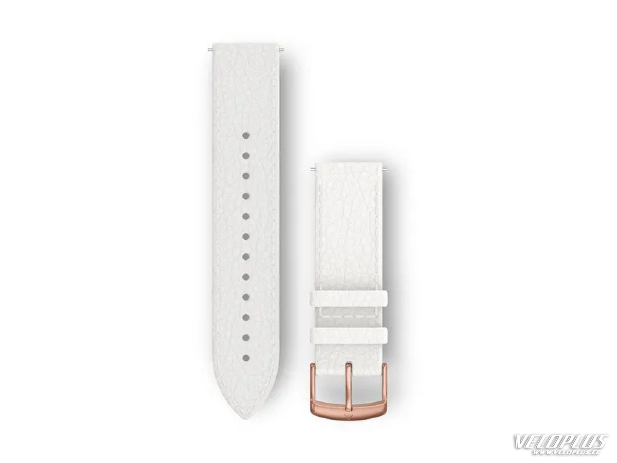 Replacement band Garmin Quick Release 20mm White italian leather, 18K rose gold PVD hardware