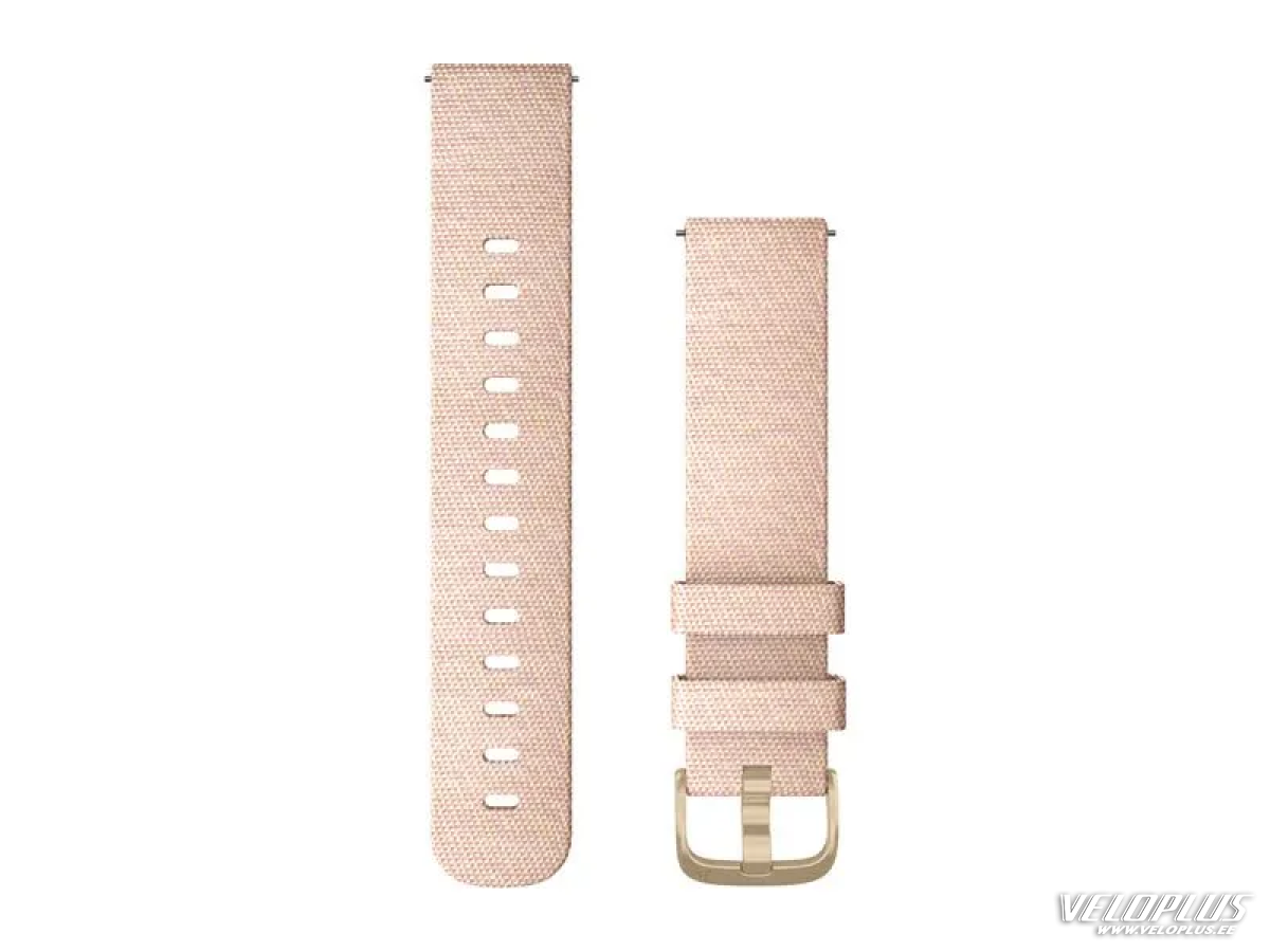 Replacement band Garmin Quick Release 20mm Blush pink woven nylon, light gold hardware