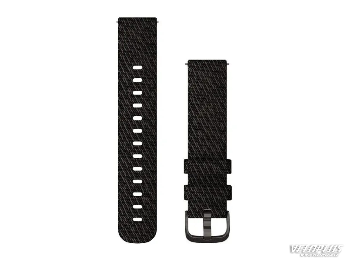 Replacement band Garmin Quick Release 20mm Black pepper woven nylon, slate hardware