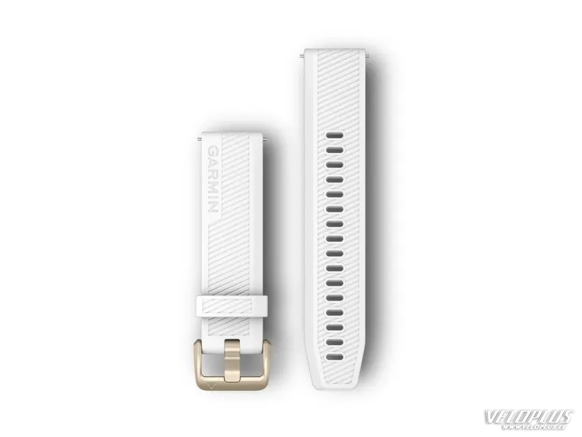 Replacement band Garmin Quick Release 20mm White silicone, light gold hardware