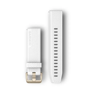 Nomaiņas siksna Garmin Quick Release 20mm balta silikona, gaiši zelta detaļas