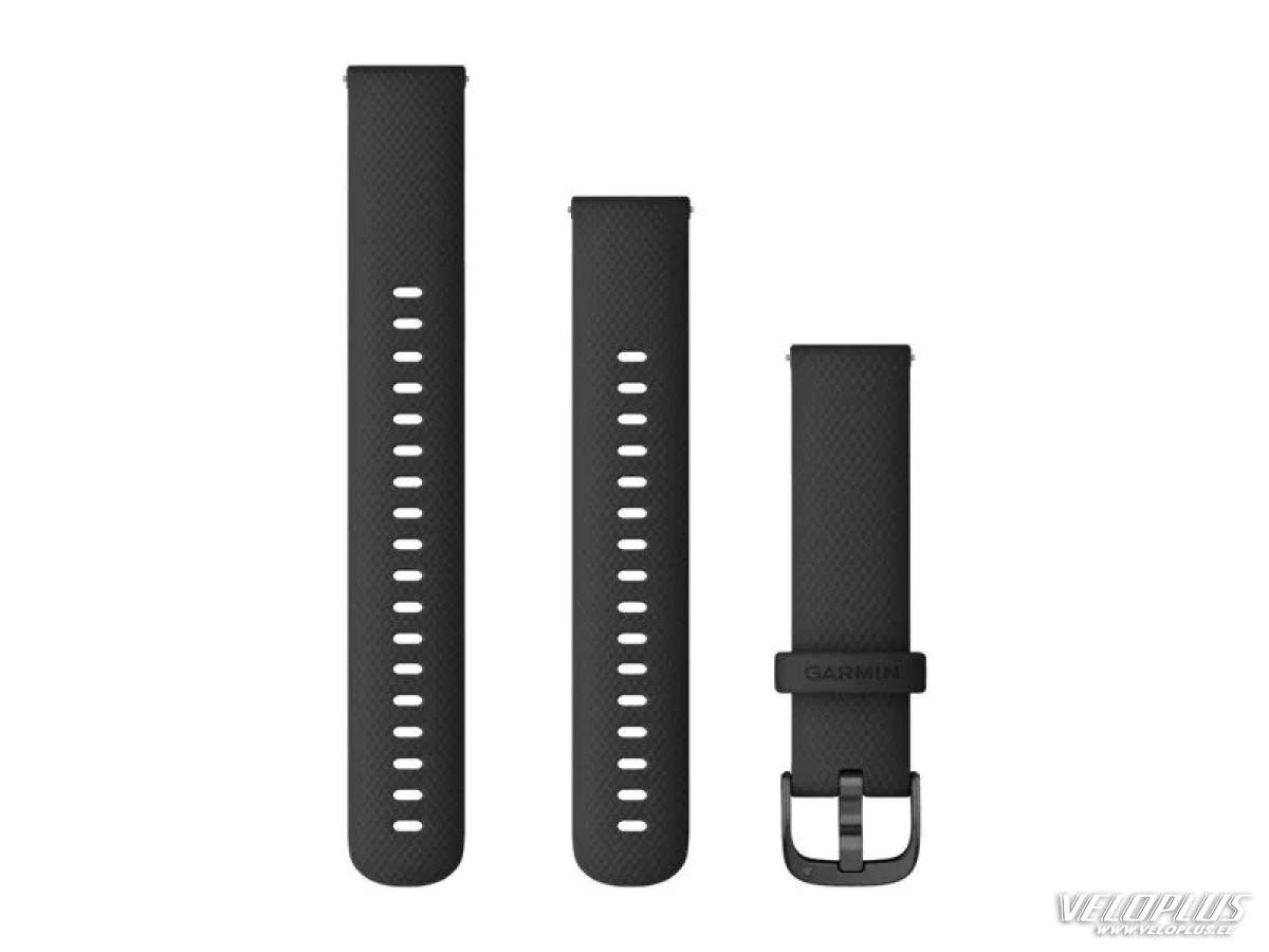 Vaihdehihna Garmin Quick Release 18mm musta silikoni, liuskekivi metalliosat