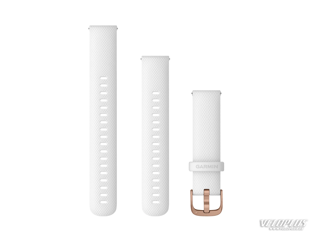 Pakeitimo dirželis Garmin Quick Release 18mm baltas silikonas, rožinio aukso detalės