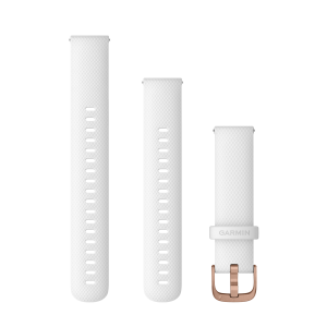 Vaihtoranneke Garmin Quick Release 18mm valkoinen silikoni, ruusukultaiset osat