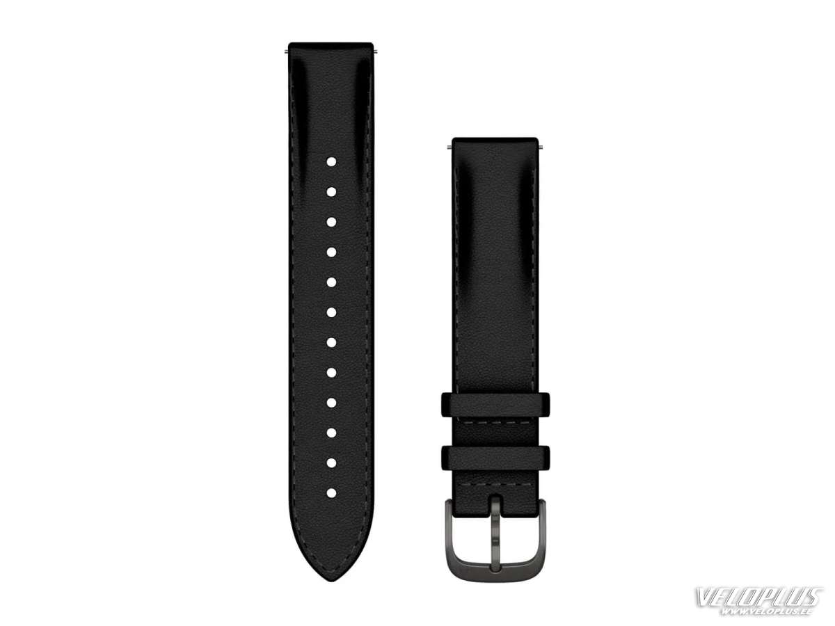 Replacement band Garmin Quick Release 18mm Black leather, brushed slate hardware