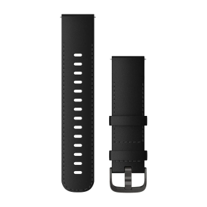 Replacement band Garmin Quick Release 22mm Black Leather with Brushed Slate Hardware