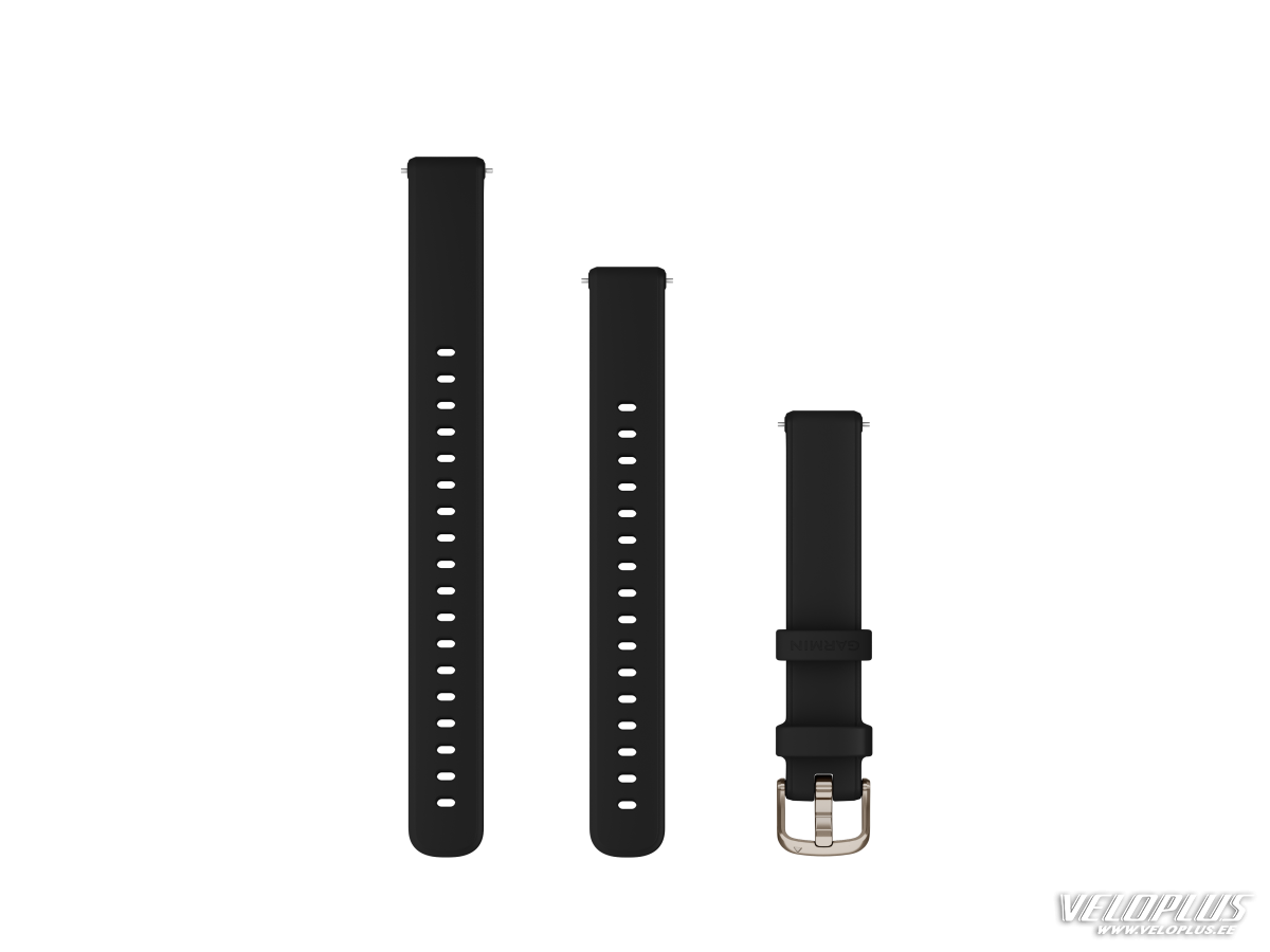 Garmin Lily 2 Watch Bands (14 mm) Black silicone, cream gold hardware