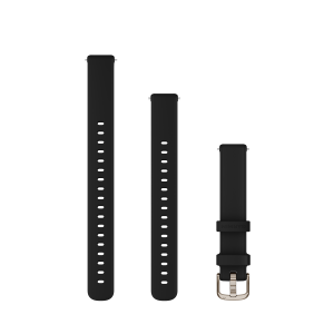 Garmin Lily 2 Watch Bands (14 mm) Black silicone, cream gold hardware