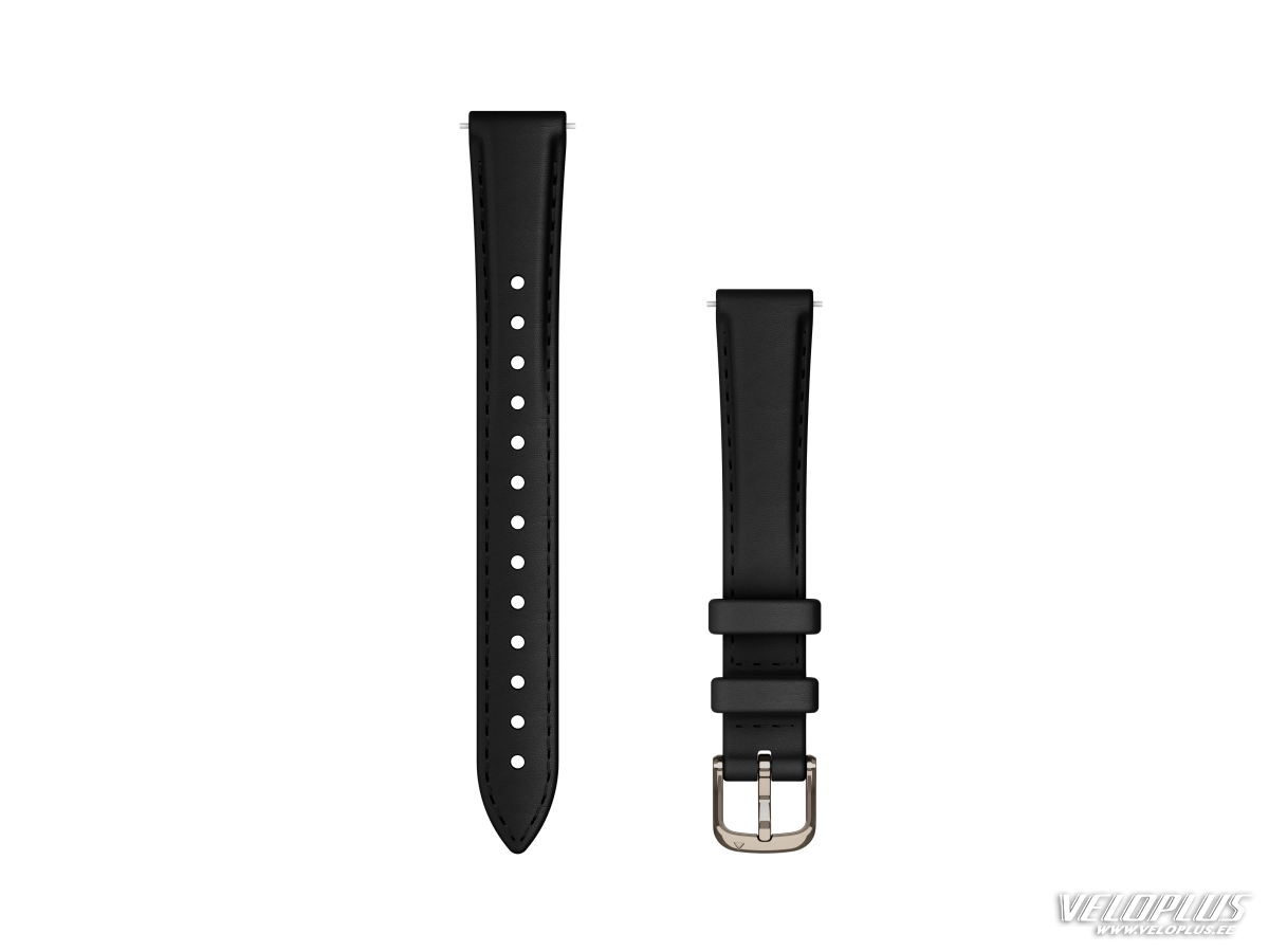 Garmin Lily 2 Watch Bands (14 mm) Black leather, cream gold hardware