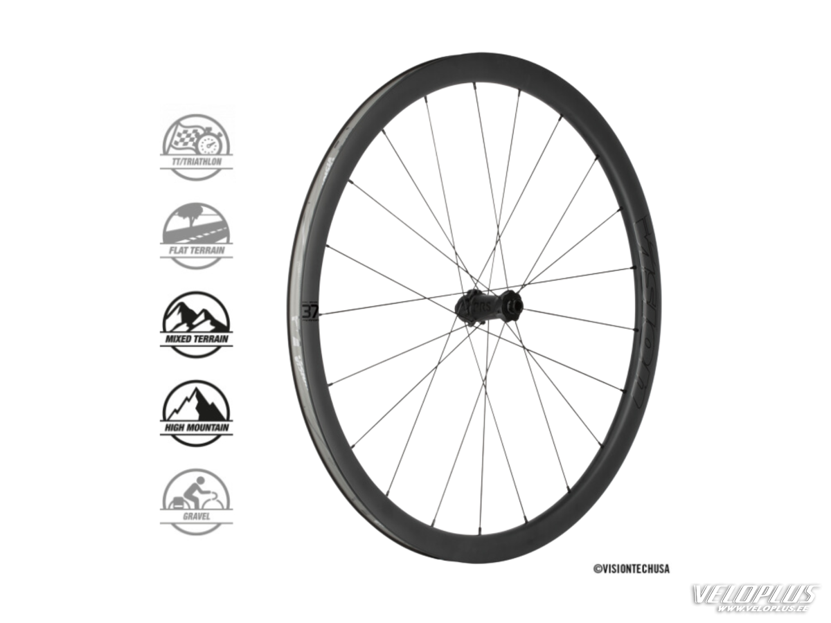 Road wheelset VISION METRON 37 SL DISC CLINCHER/TL SMN 11S/12S