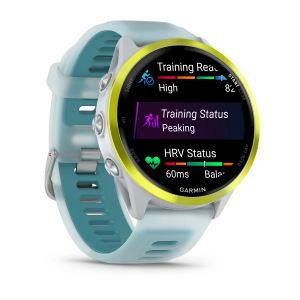 Garmin Forerunner 570 47 мм, ярко-жёлтый алюминий / каменно-белый / с бирюзово-синим ремешком