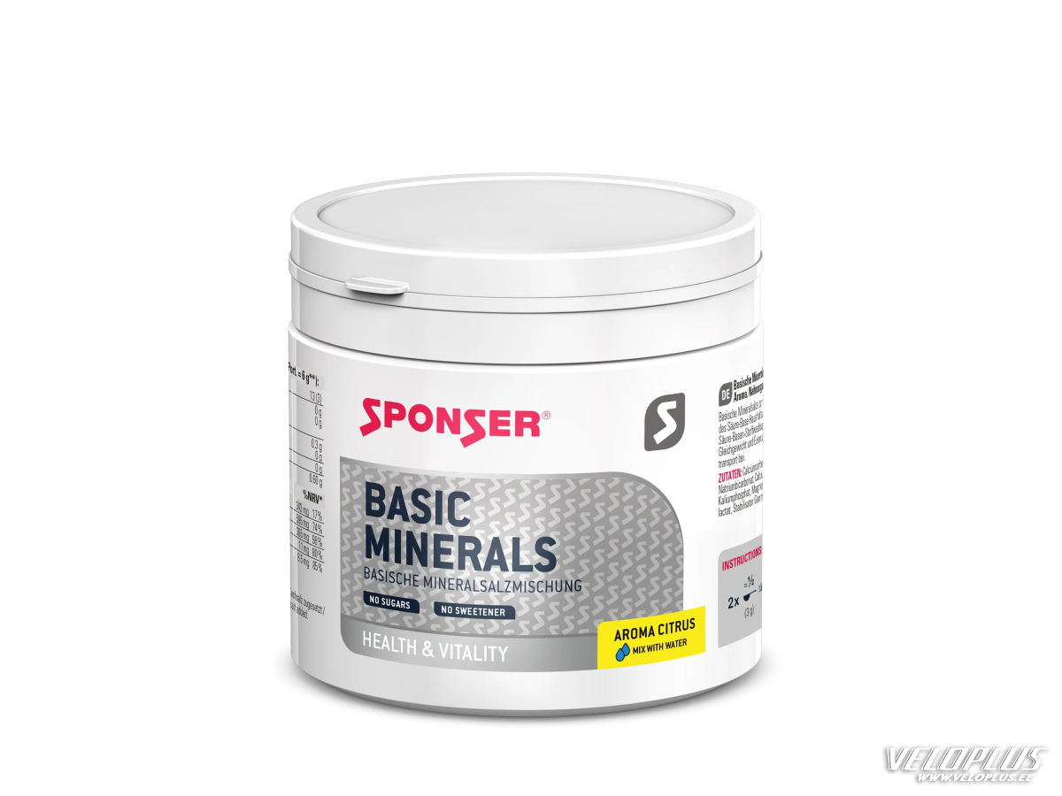 Dzēriena pulveris Sponser Basic Minerals 400 g, pamata minerālvielas - Ca, Mg, Fe, Zn, P