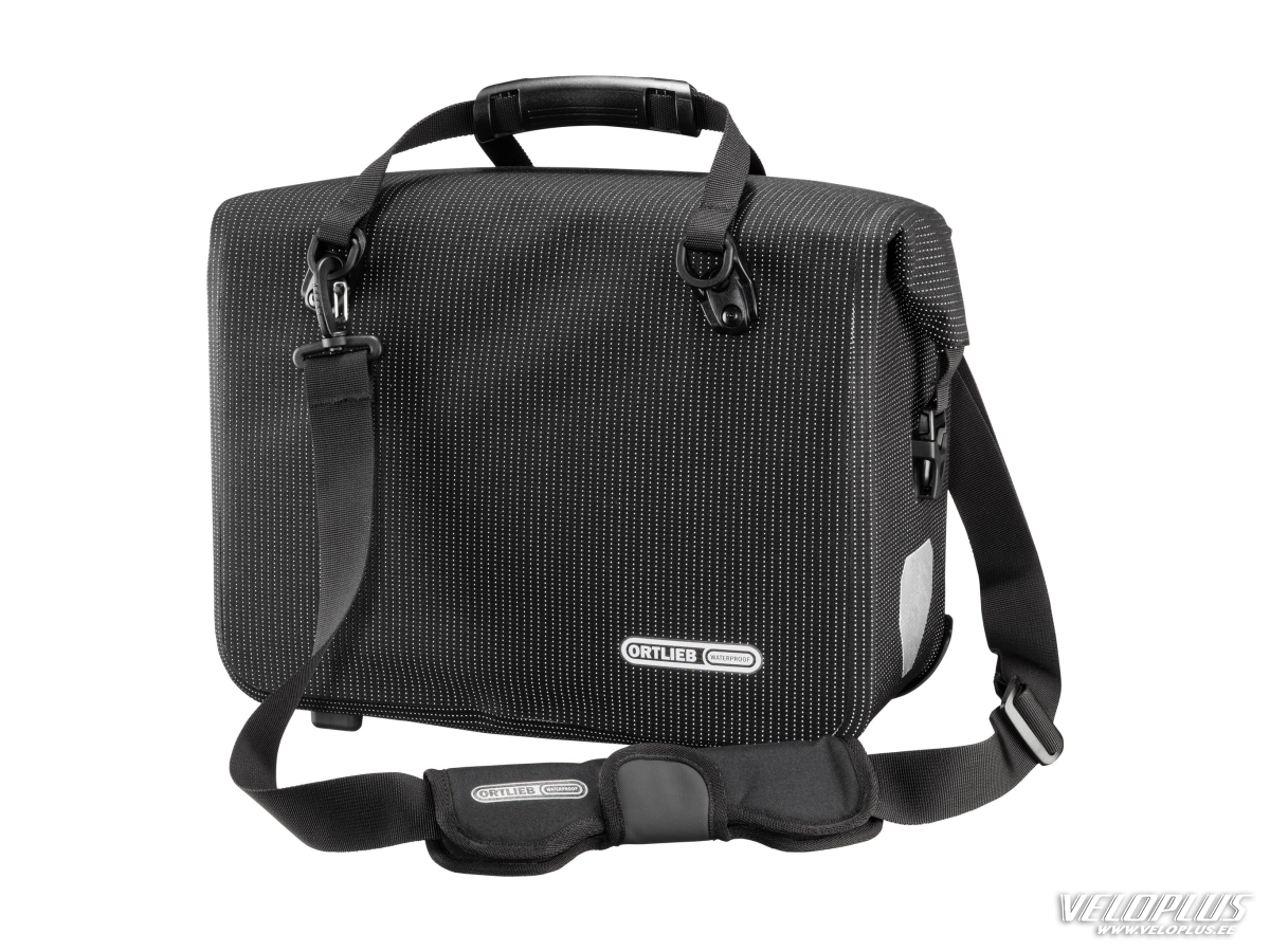 Uz bagāžnieka stiprināma pleca soma ORTLIEB OFFICE-BAG HIGH-VIS QL2.1 21L melna-atstarojoša F70971