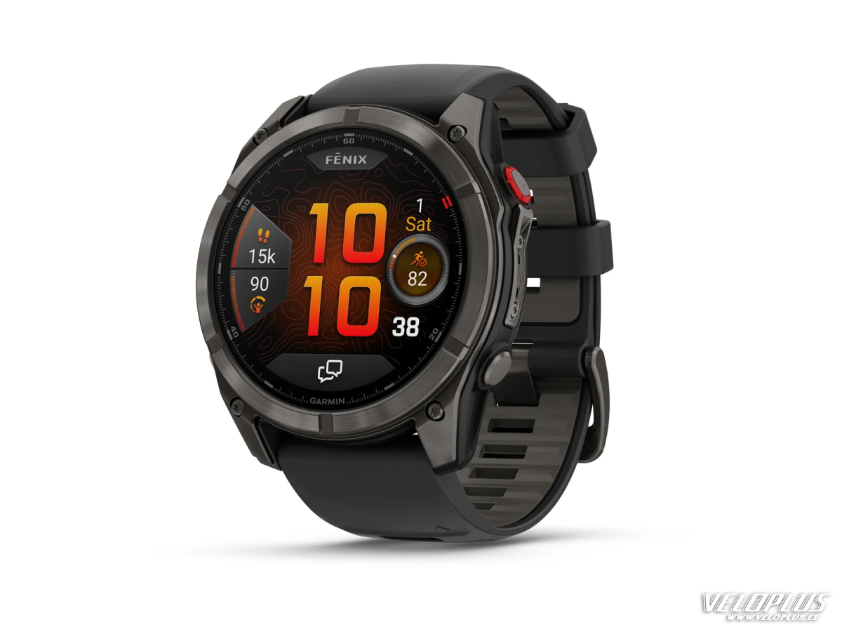 Garmin fenix 8 Pro – 51 mm AMOLED, safyrinis stiklas, Carbon Gray DLC titanas