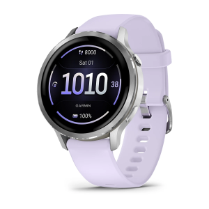 Garmin Venu 4 — 41 мм, Silver, силиконовый ремешок Periwinkle