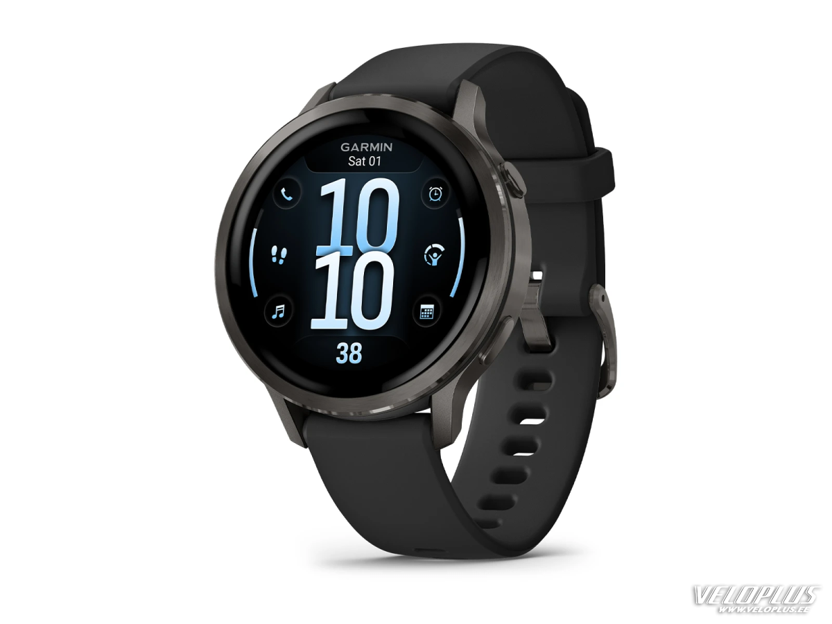Garmin Venu 4 – 41 mm, Slate, melna silikona siksna
