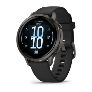 Garmin Venu 4 — 41 мм, Slate, чёрный силиконовый ремешок