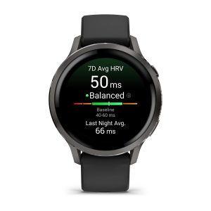 Garmin Venu 4 – 41 mm, Slate, melna silikona siksna