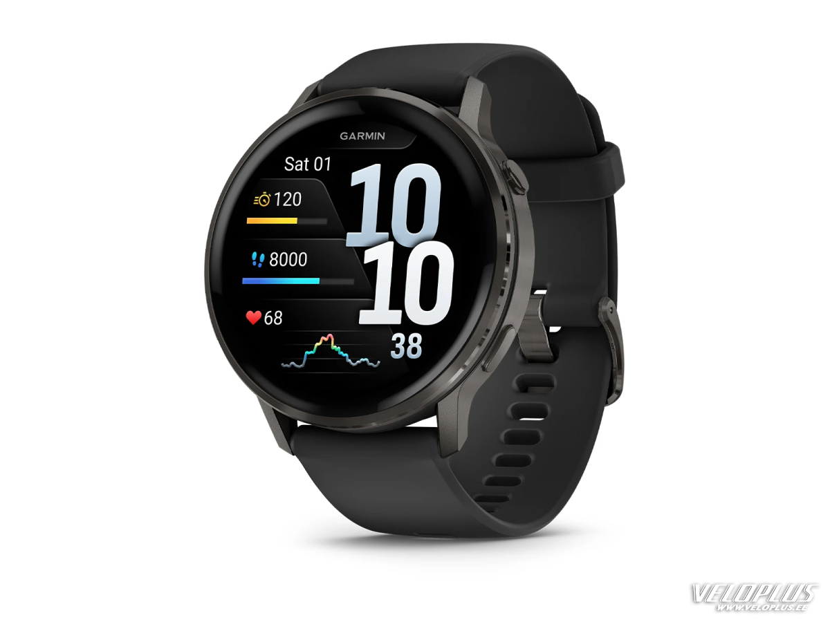 Garmin Venu 4 - 45mm Slate with Black Silicone Band