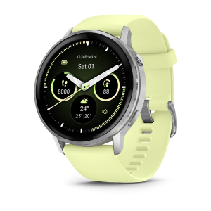 Garmin Venu 4 – 45 мм серебристый с лимонно-жёлтым силиконовым ремешком