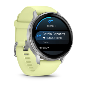 Garmin Venu 4 – 45 мм серебристый с лимонно-жёлтым силиконовым ремешком