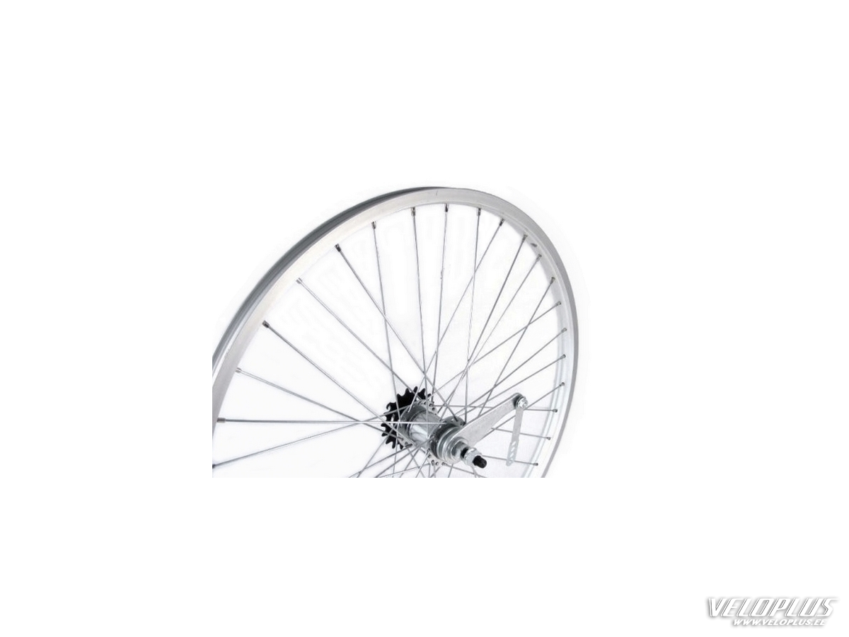 Aizmugurējais ritenis Stars 24", 1 pārnesums, bremze ar pedāli, sudraba