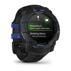 Garmin Instinct 3 - 50 mm, AMOLED, Melns ar melnu/metāliski zilu siksniņu