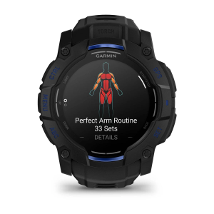 Garmin Instinct 3 - 50 mm, AMOLED, Melns ar melnu/metāliski zilu siksniņu
