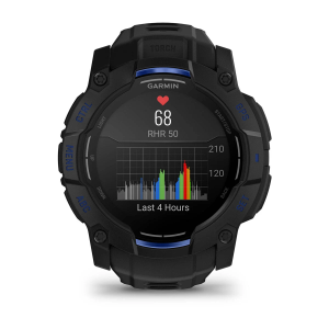 Garmin Instinct 3 - 50 mm, AMOLED, Melns ar melnu/metāliski zilu siksniņu
