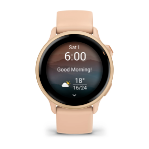 Garmin vívoactive 6, розовый металлический корпус с розовым ремешком