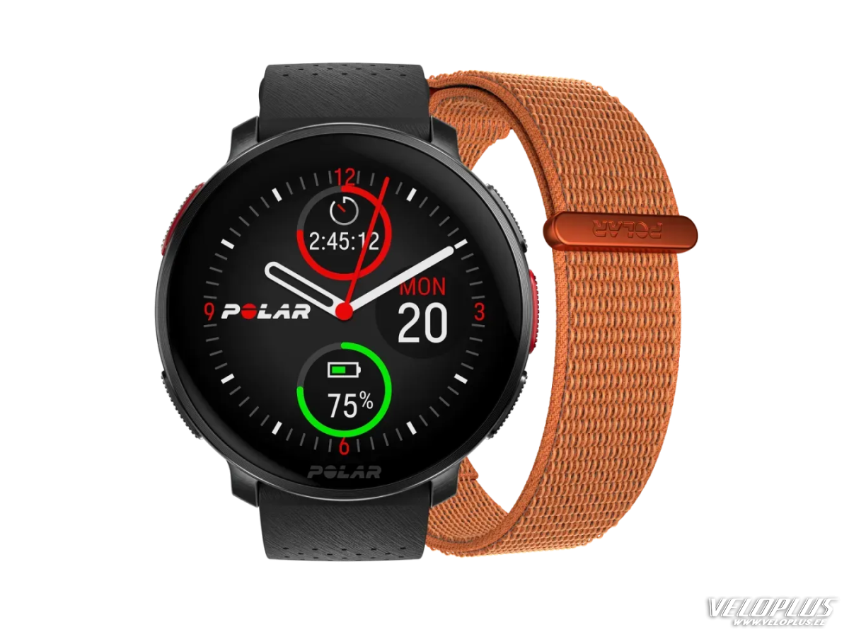 Pulsikell Polar Vantage V3 must + oranž kellarihm