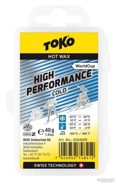 Slidžių vaškas TOKO HIGH PERFORMANCE COLD Mėlynas 40g