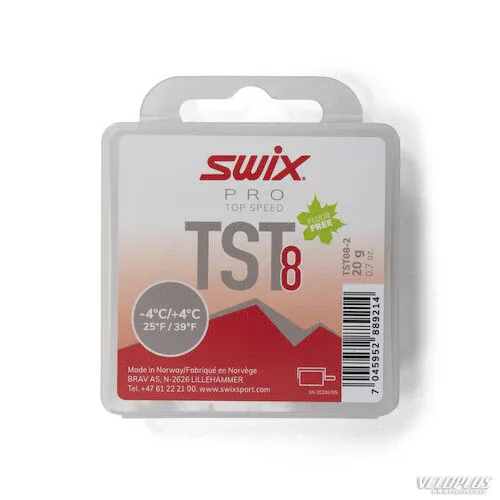 Slidžių vaškas SWIX TS8 TURBO RAUDONAS SPALVOS -4°C/+4°C, 20g