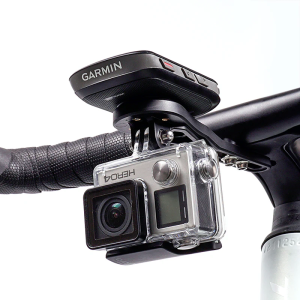 Dviračio kompiuterio laikiklis RAVEMEN + GoPro priekinio žibinto laikiklis aerodinaminėms rankenoms AOM06