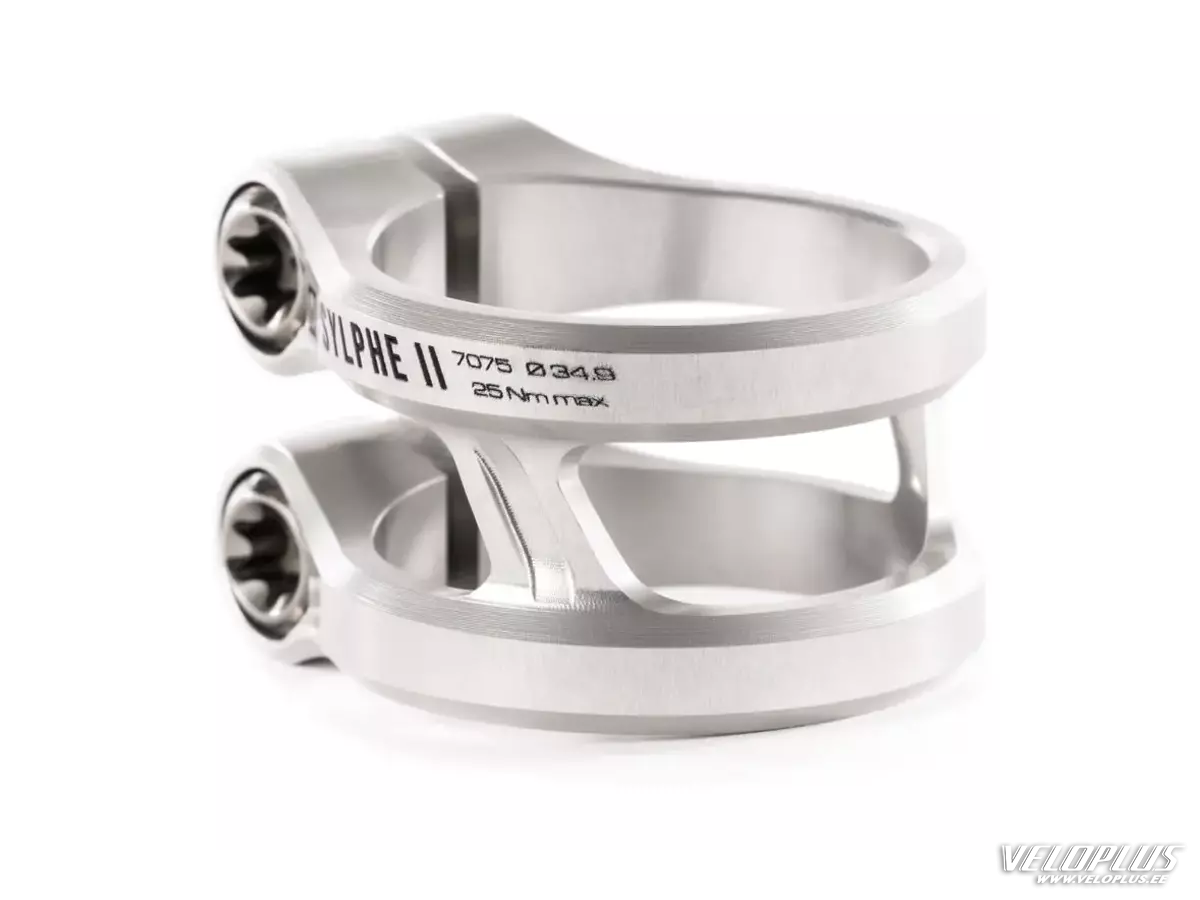 Vairo apkaba ETHIC Sylphe Double Clamp V2 34.9 mm Oversized Sidabrinė Aliuminis