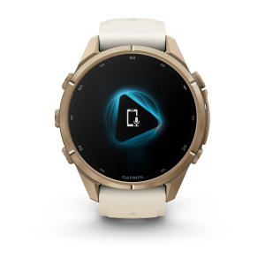 Garmin fenix 9 Pro - 43mm Tamsios auksinės spalvos titanas su kreminės / žalsvai pilkos spalvos silikoniniu dirželiu