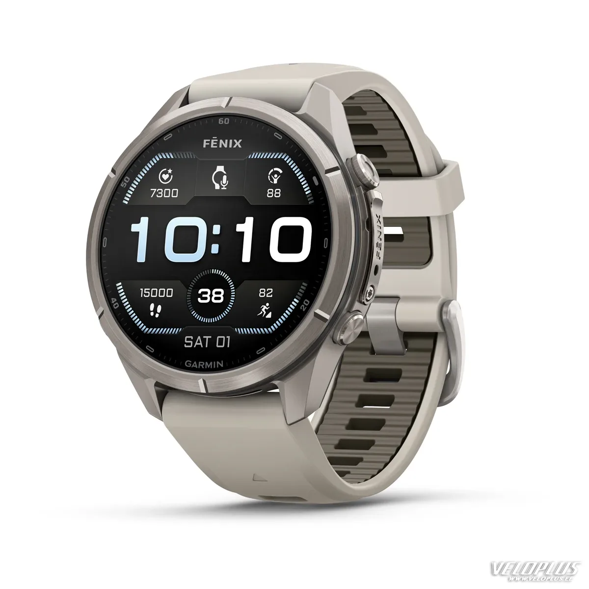 Garmin fenix 9 Pro - 43mm Титан с силиконовым ремешком туманно-серого/темно-песочного оттенка