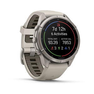 Garmin fenix 9 Pro - 43mm Titaani ja Fog Gray/Dark Sandstone -silikonihihna
