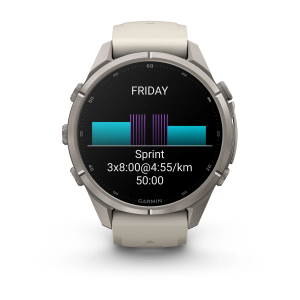 Garmin fenix 9 Pro - 43mm Titaani ja Fog Gray/Dark Sandstone -silikonihihna