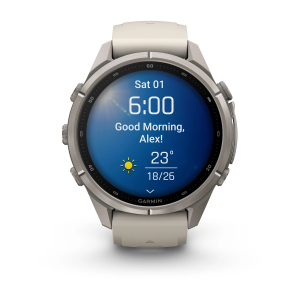 Garmin fenix 9 Pro - 43mm Titaani ja Fog Gray/Dark Sandstone -silikonihihna