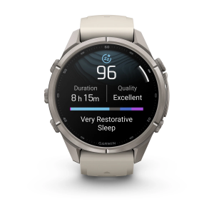 Garmin fenix 9 Pro - 43mm Titaani ja Fog Gray/Dark Sandstone -silikonihihna