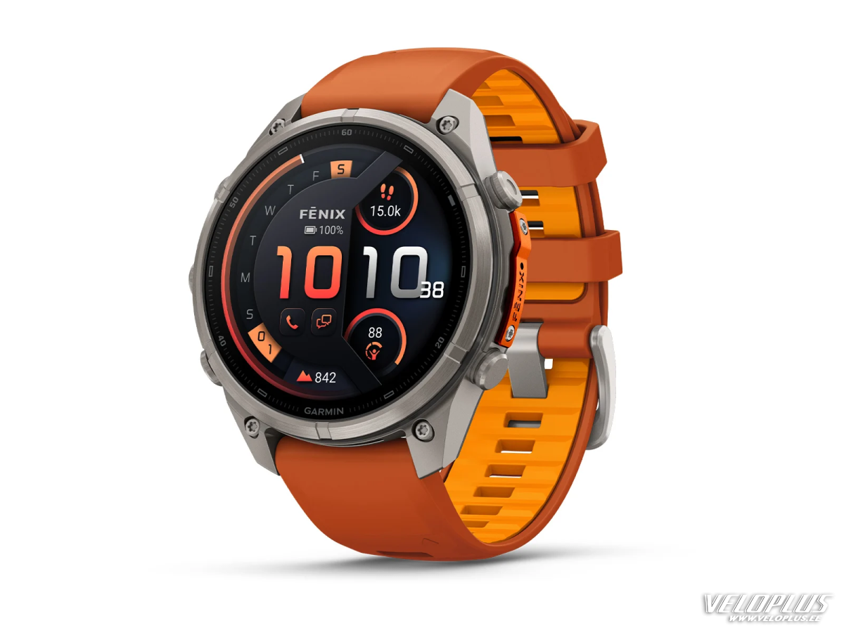 Garmin fenix 9 Pro - inReach 47mm Titāna ar rudens oranžu/dzirkstoši oranžu silikona siksniņu