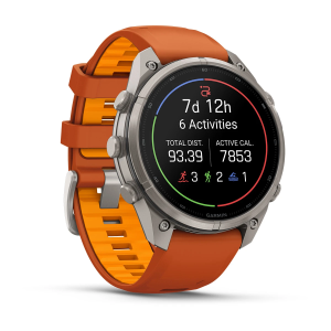Garmin fenix 9 Pro - inReach 47mm Titāna ar rudens oranžu/dzirkstoši oranžu silikona siksniņu
